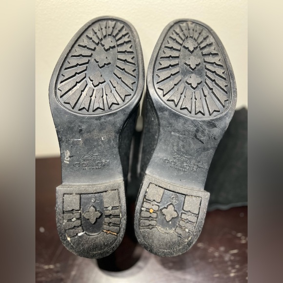 COACH ZENA Suede Rubber Shearling Midcalf Snow Rain Motorcycle Pull on BOOTS 6 - Picture 7 of 10